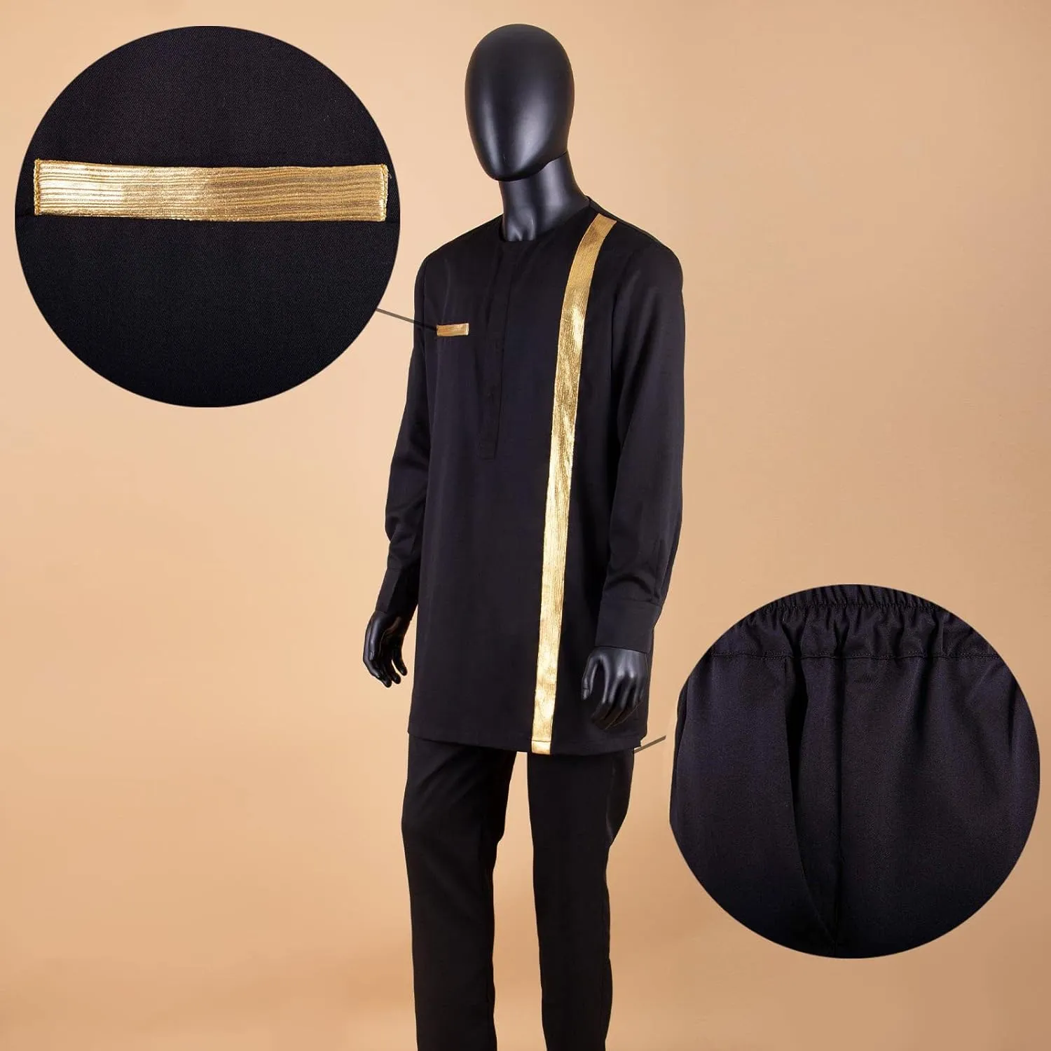 Men`s Tracksuits Full Sleeve Embroidery Shirts and Pant 2 Piece Set Dashiki Outfits African Suits for Men