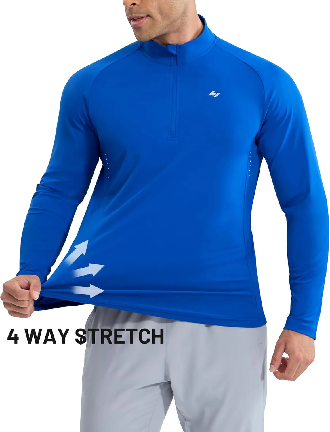 MIER Dry Fit Quarter Zip Pullover for Men, Long Sleeve 1/4 Zip Lightweight Golf Athletic Fishing Shirts (Sun Protection)