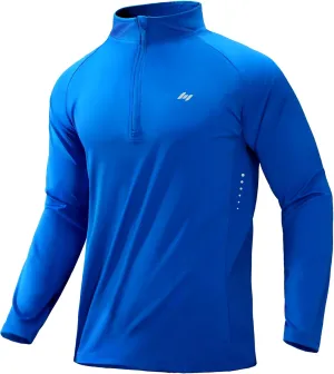 MIER Dry Fit Quarter Zip Pullover for Men, Long Sleeve 1/4 Zip Lightweight Golf Athletic Fishing Shirts (Sun Protection)