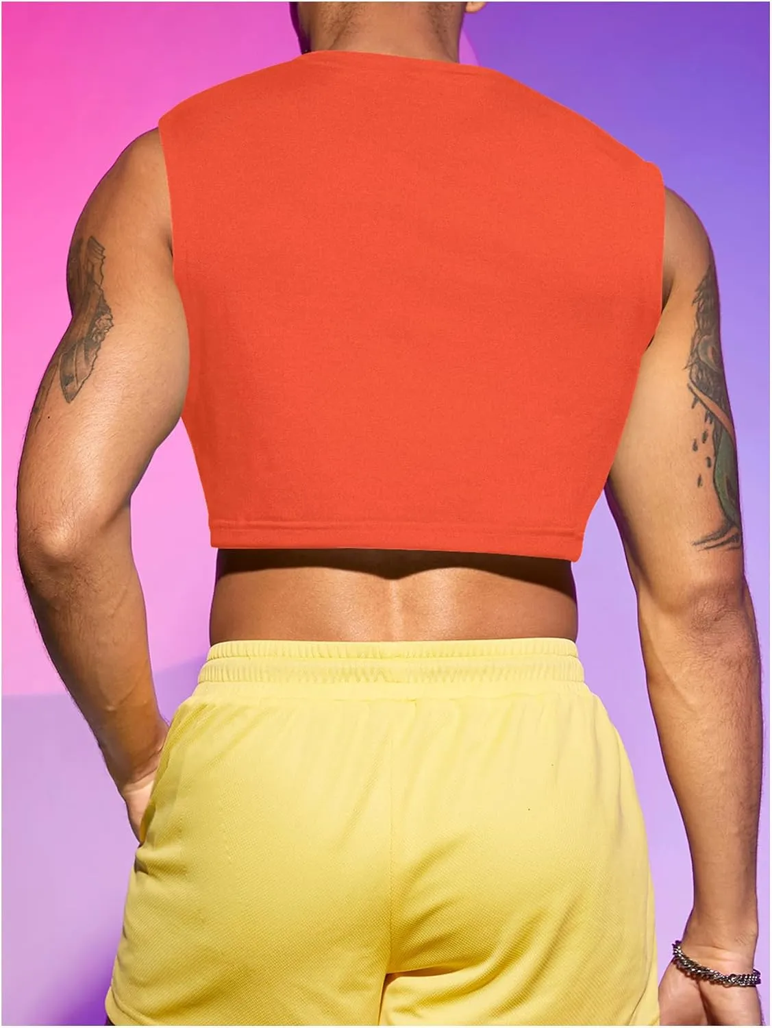 Milumia Men's Casual Round Neck Sleeveless Crop Tank Tops Muscle Shirts Streetwear