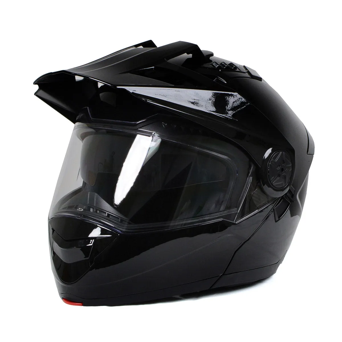 Milwaukee Helmets Gloss Black Ominous Dual Sport Advanced Motorcycle Modular Helmet for Men and Women DOT Approved MPH9821DOT