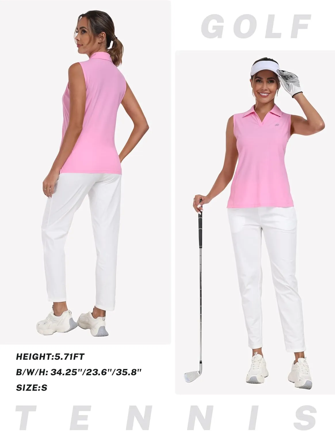 MoFiz Women's Golf Shirts Sleeveless Tennis Tank Tops Racerback Polo V Neck Collared Quick Dry Athletic Tanks