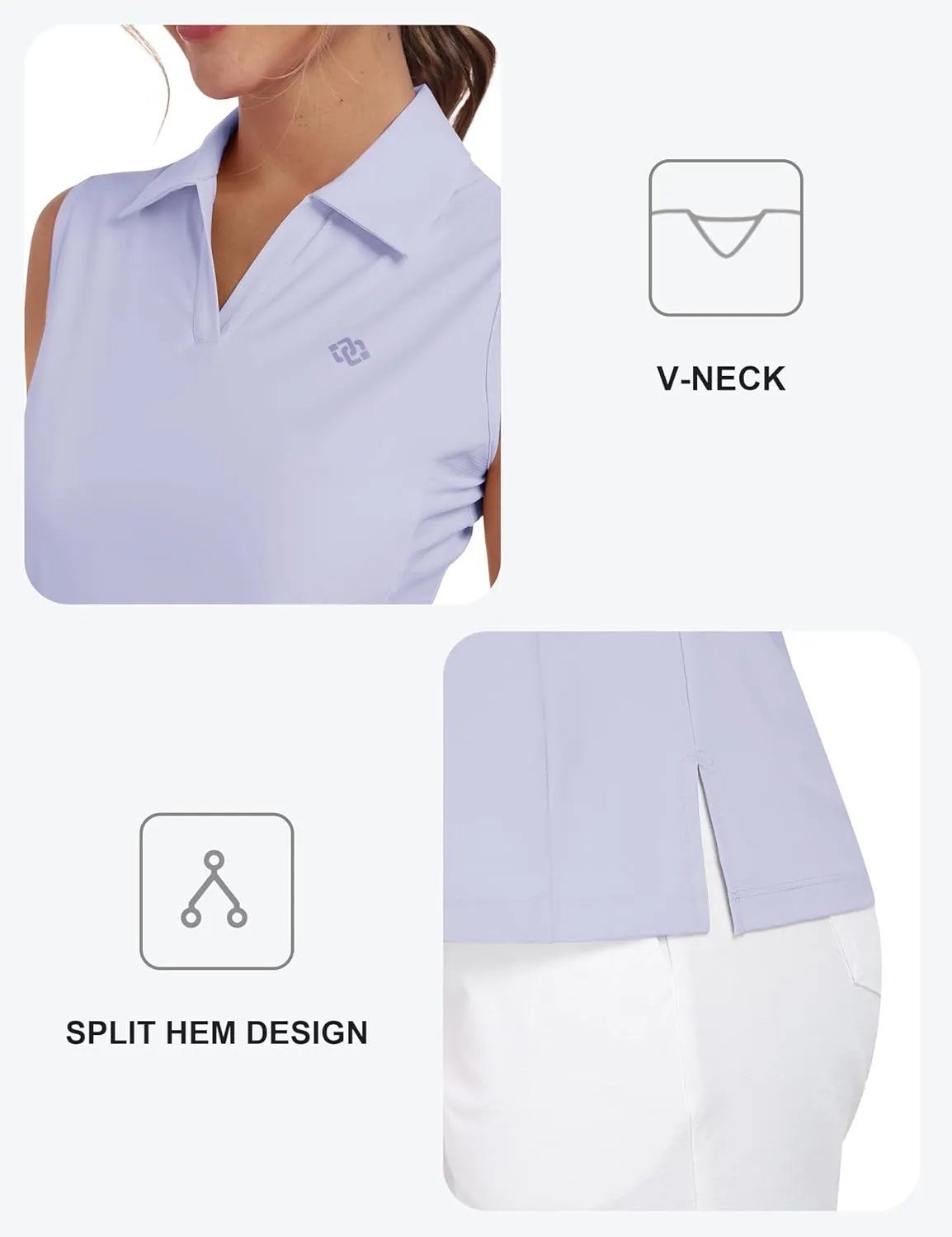MoFiz Women's Golf Shirts Sleeveless Tennis Tank Tops Racerback Polo V Neck Collared Quick Dry Athletic Tanks
