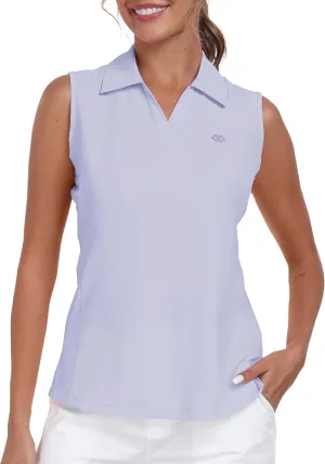 MoFiz Women's Golf Shirts Sleeveless Tennis Tank Tops Racerback Polo V Neck Collared Quick Dry Athletic Tanks