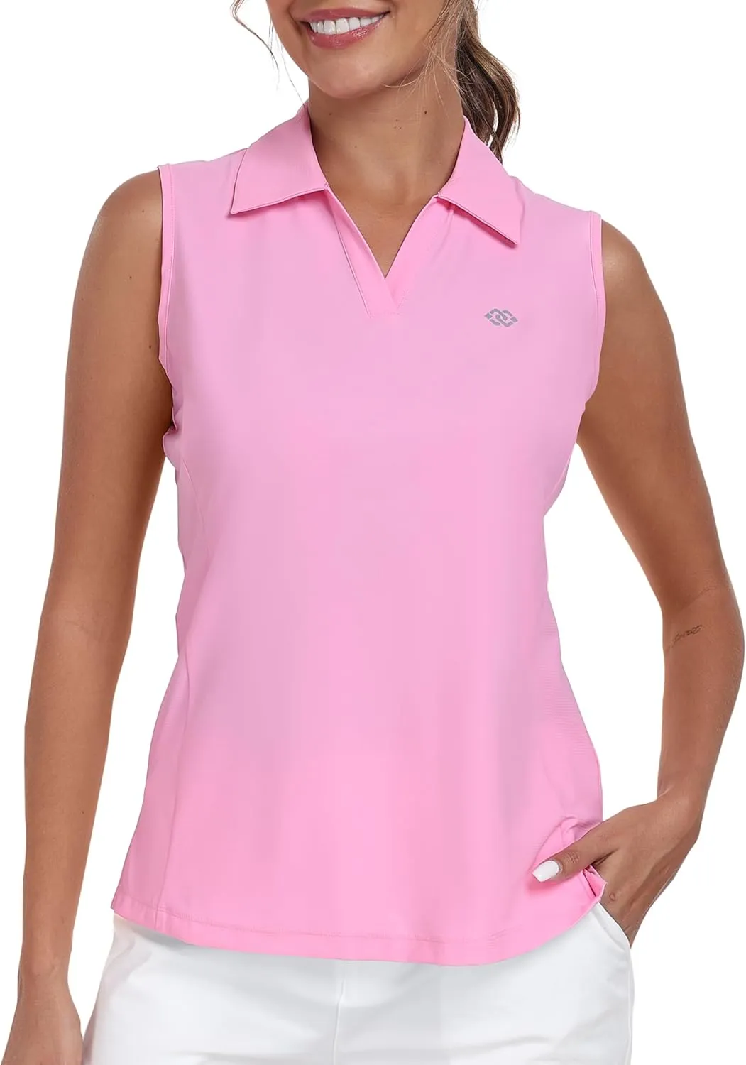 MoFiz Women's Golf Shirts Sleeveless Tennis Tank Tops Racerback Polo V Neck Collared Quick Dry Athletic Tanks