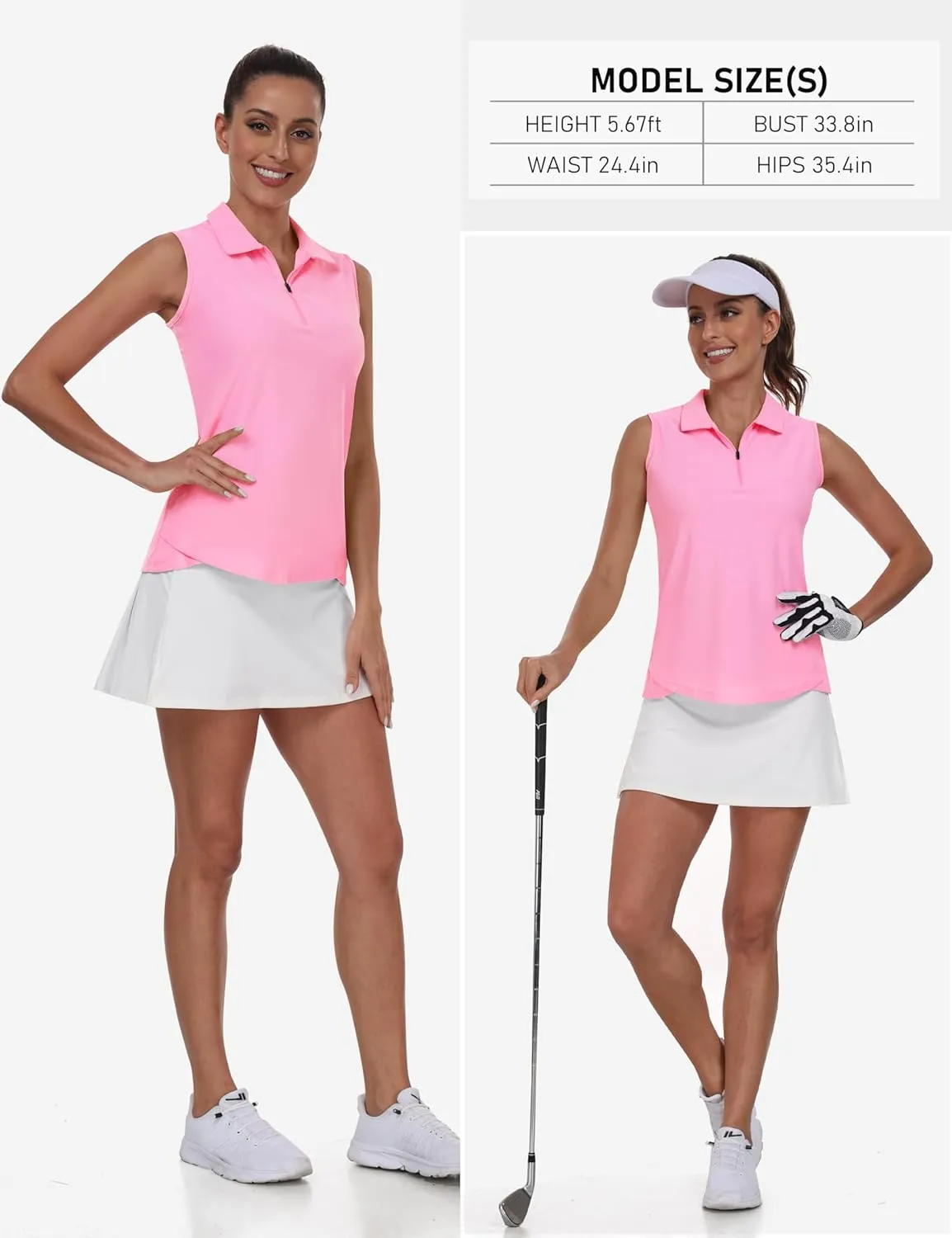 MoFiz Women's Sleeveless Golf Polo Tennis Shirts 1/4 Zip Quick Dry Lightweight Athletic Tank Tops for Running Workout