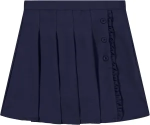 Nautica Girls' School Uniform Pleated Pull-on Scooter Skirt with Undershorts, Knit Waistband