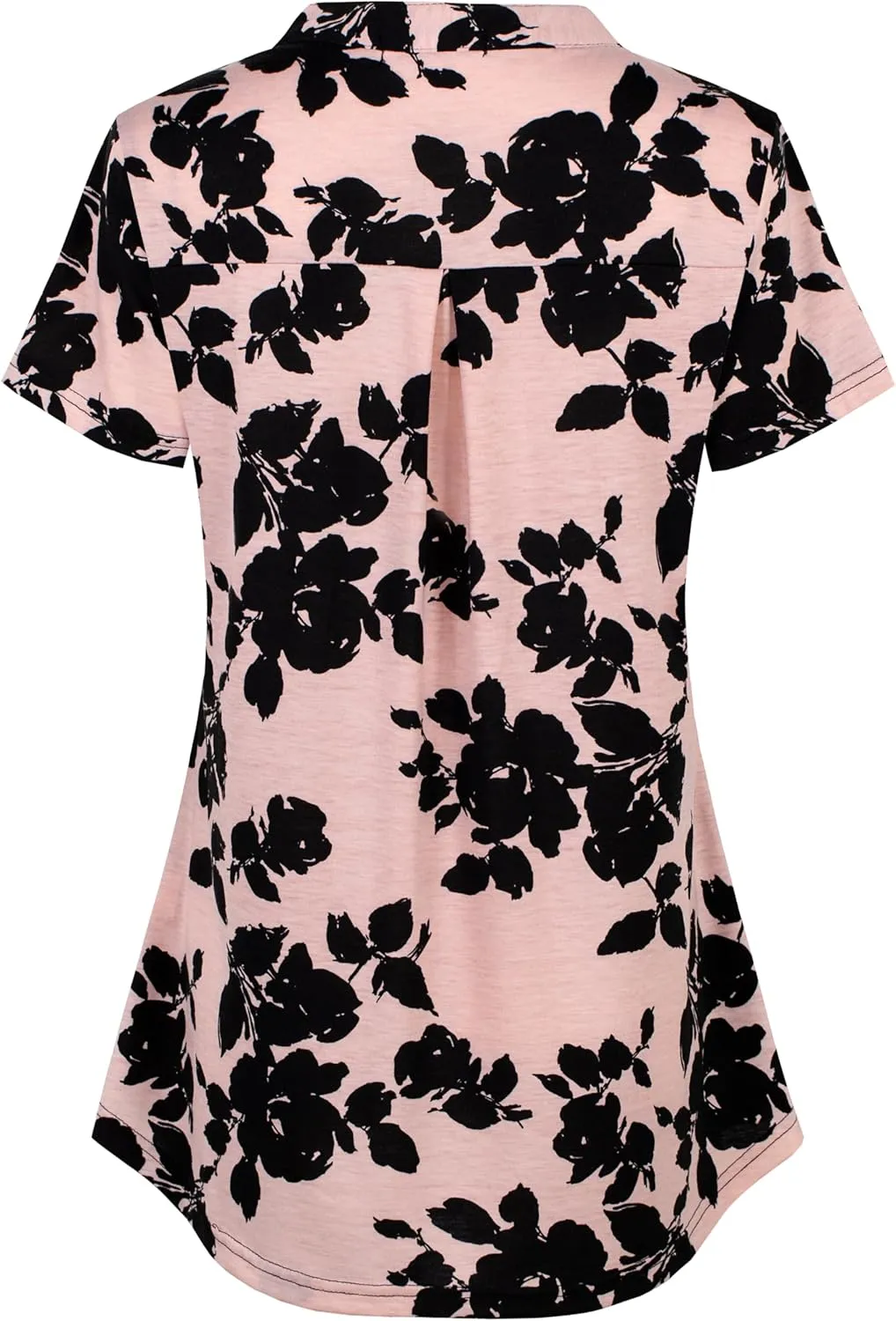 Ninedaily Women's Summer Tops Short Sleeve Casual Blouse Zip Floral Tunic Shirts