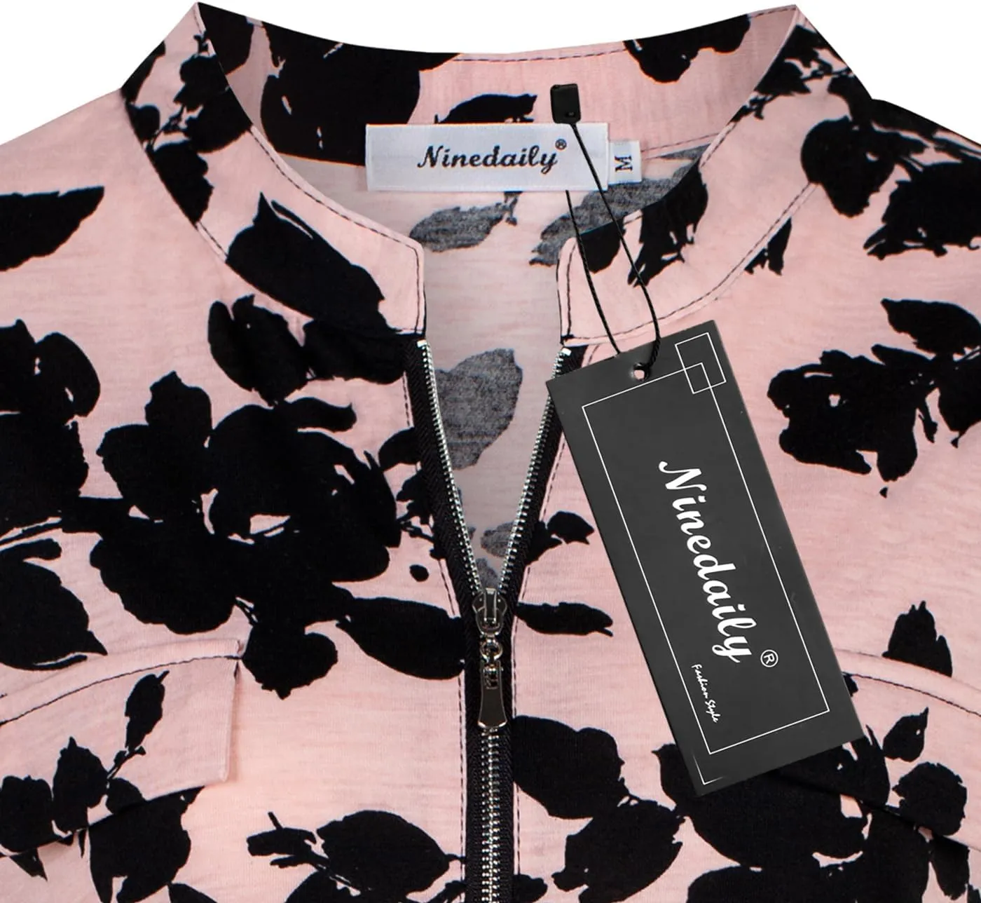 Ninedaily Women's Summer Tops Short Sleeve Casual Blouse Zip Floral Tunic Shirts