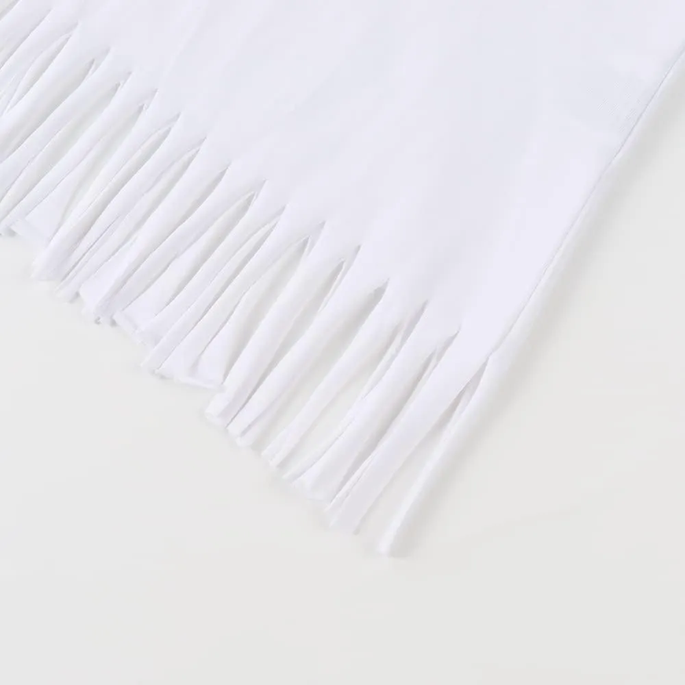 Noomelfish Girls Fringe Tank Tops Cotton Summer Sleeveless Shirts (5-12 Years)