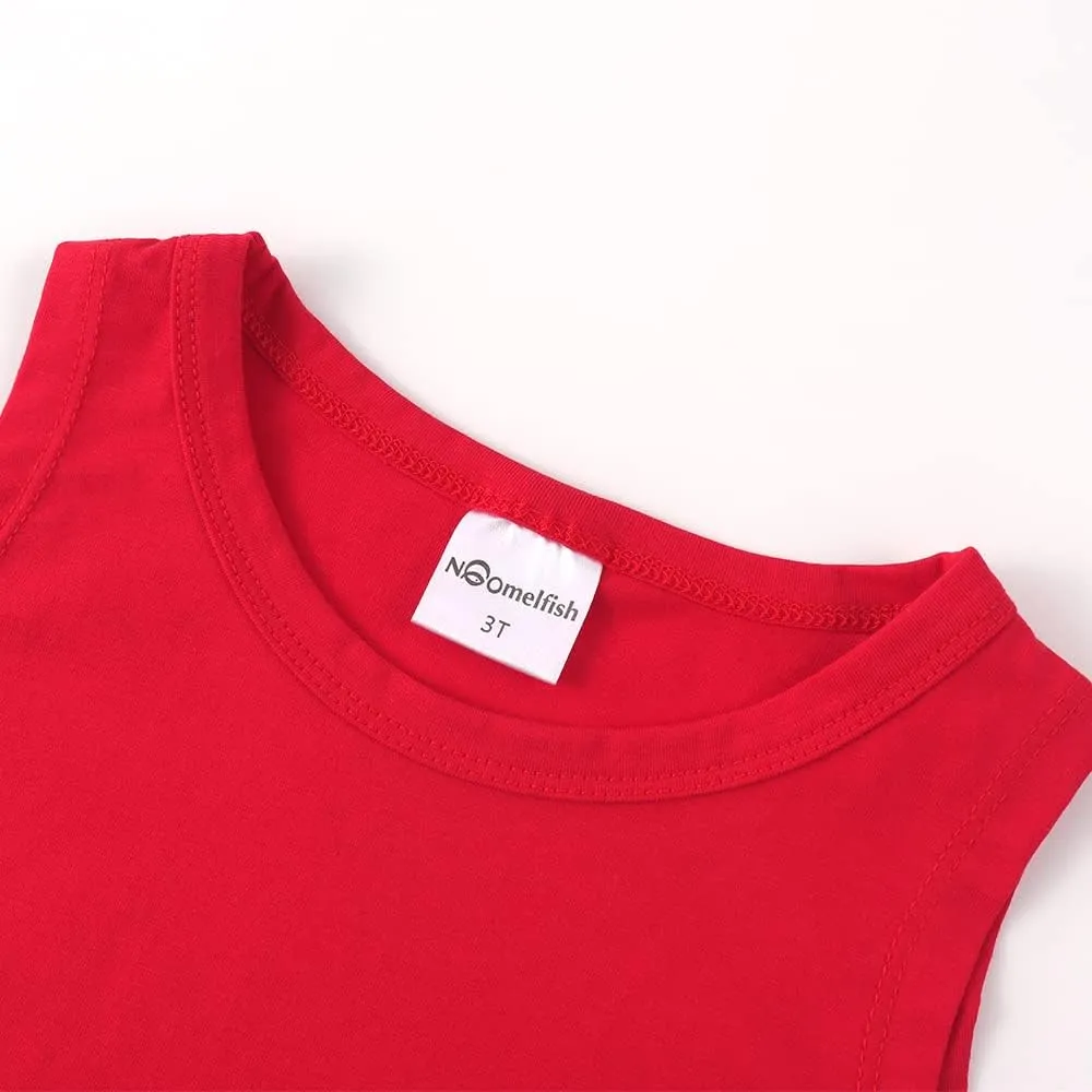 Noomelfish Girls Fringe Tank Tops Cotton Summer Sleeveless Shirts (5-12 Years)