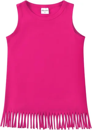 Noomelfish Girls Fringe Tank Tops Cotton Summer Sleeveless Shirts (5-12 Years)