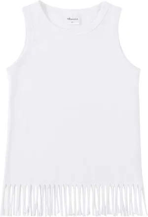 Noomelfish Girls Fringe Tank Tops Cotton Summer Sleeveless Shirts (5-12 Years)