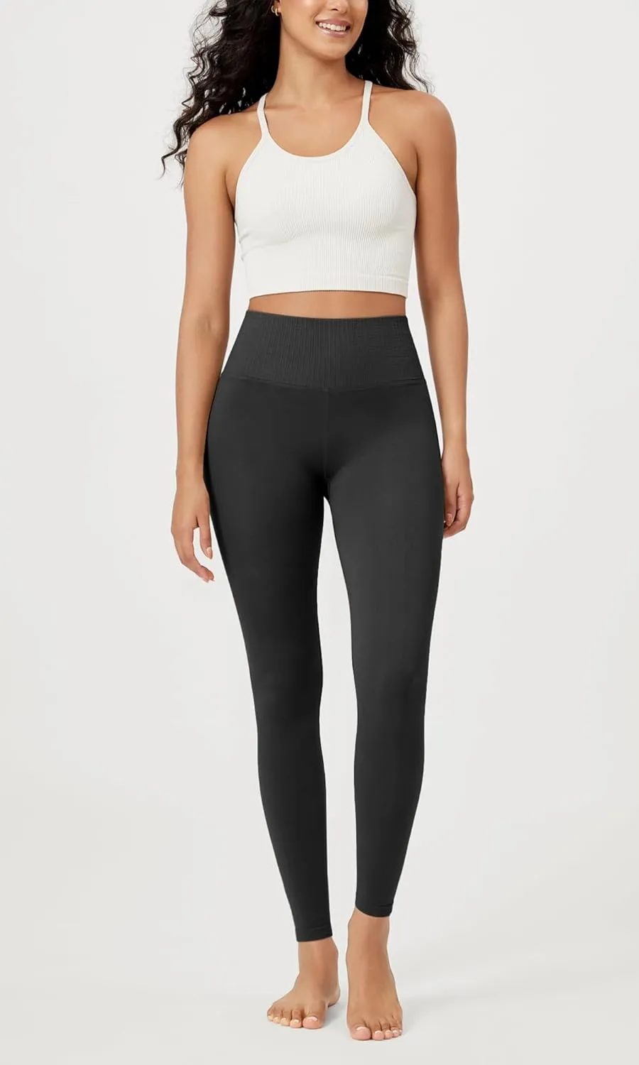 ODODOS Vintage 7/8 Length Seamless Leggings for Women Ribbed High Waist Casual Workout Gym Yoga Pants-25/28" Inseam
