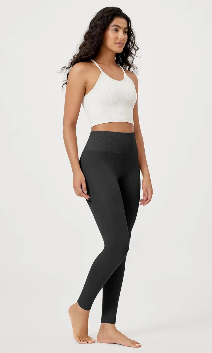 ODODOS Vintage 7/8 Length Seamless Leggings for Women Ribbed High Waist Casual Workout Gym Yoga Pants-25/28" Inseam