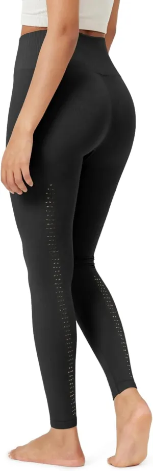 ODODOS Vintage 7/8 Length Seamless Leggings for Women Ribbed High Waist Casual Workout Gym Yoga Pants-25/28" Inseam