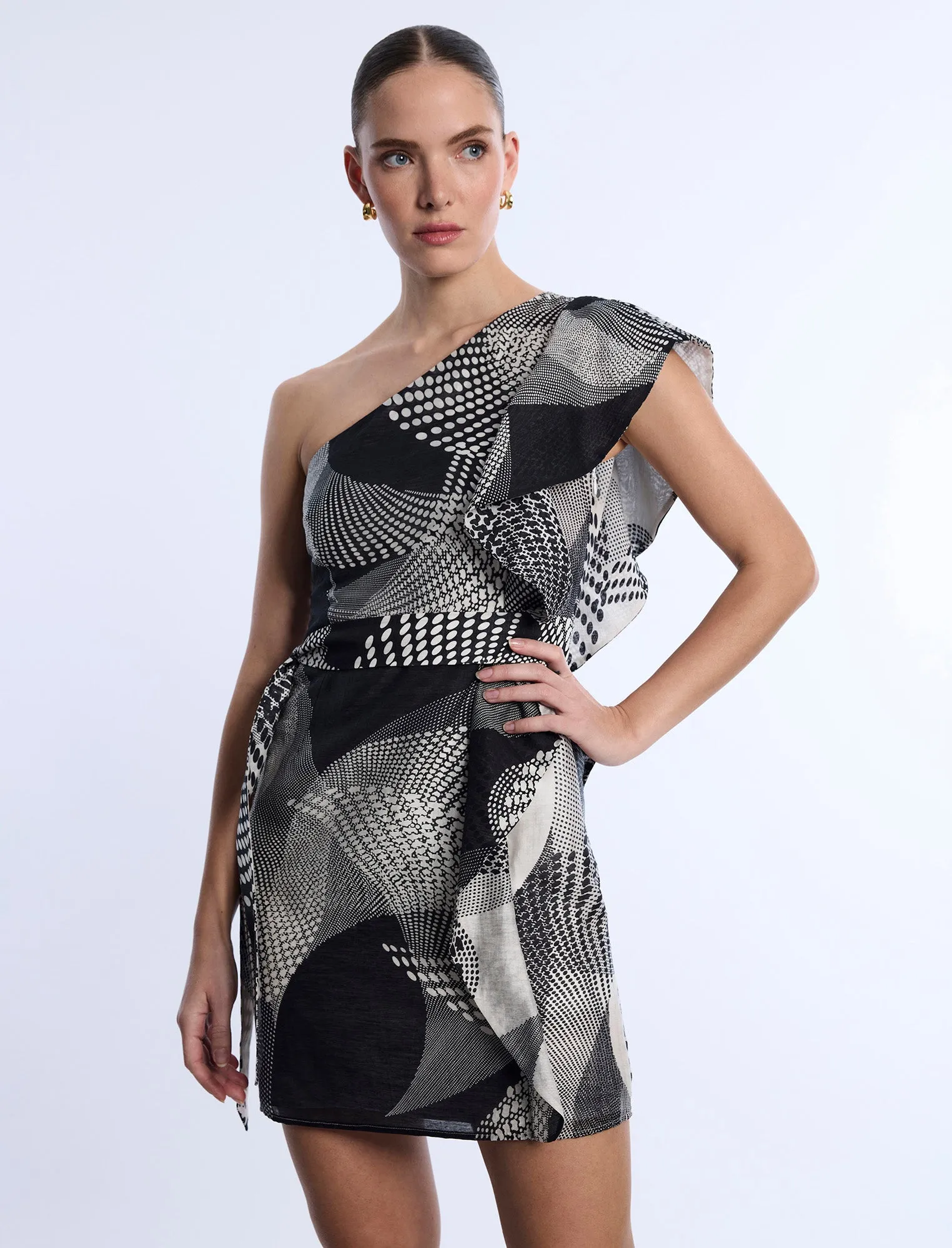 One Shoulder Flounce Mini