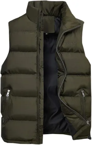 Only Faith Men's Winter Slim Down Cotton Padded Casual Vest Zipper Jacket Coat