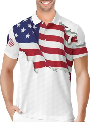 PAGYMO Golf Shirts for Men Crazy Hawaiian Print Funny Mens Polo Shirt