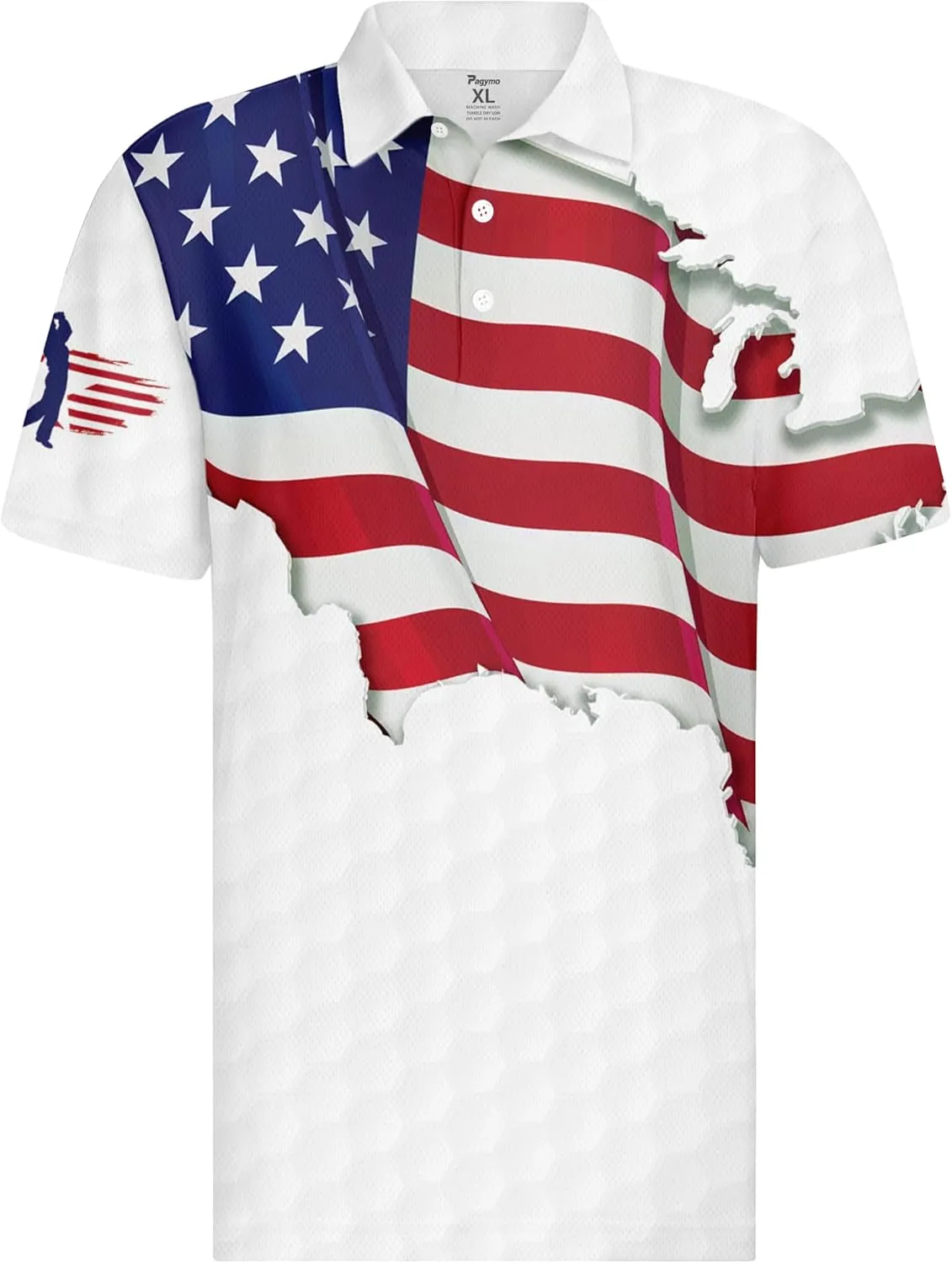 PAGYMO Golf Shirts for Men Crazy Hawaiian Print Funny Mens Polo Shirt