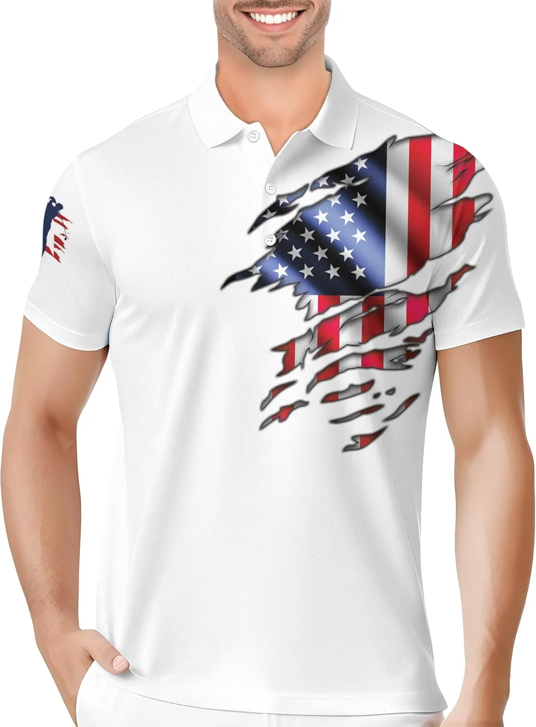PAGYMO Golf Shirts for Men Crazy Hawaiian Print Funny Mens Polo Shirt
