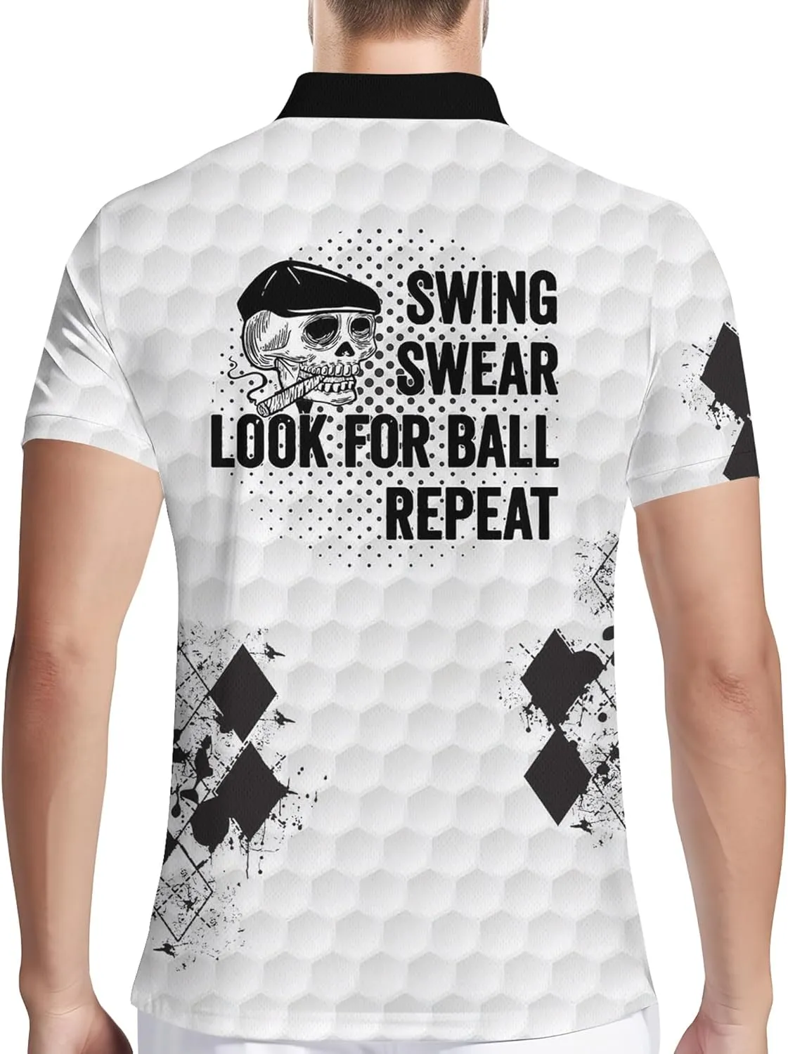 PAGYMO Golf Shirts for Men Crazy Hawaiian Print Funny Mens Polo Shirt