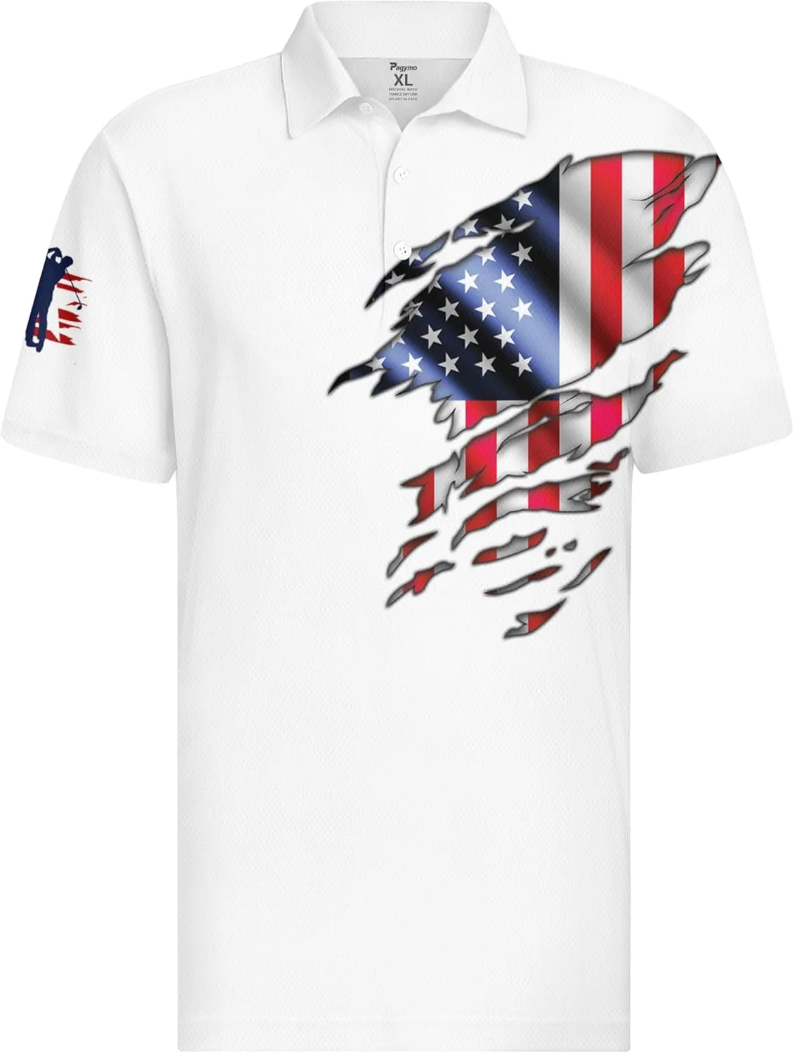 PAGYMO Golf Shirts for Men Crazy Hawaiian Print Funny Mens Polo Shirt