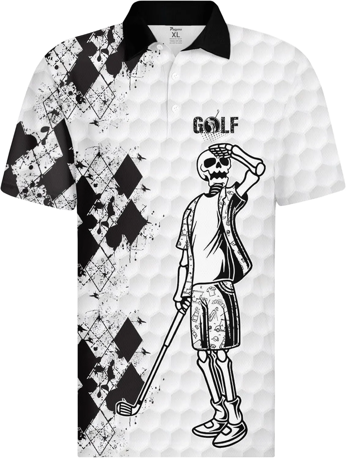 PAGYMO Golf Shirts for Men Crazy Hawaiian Print Funny Mens Polo Shirt