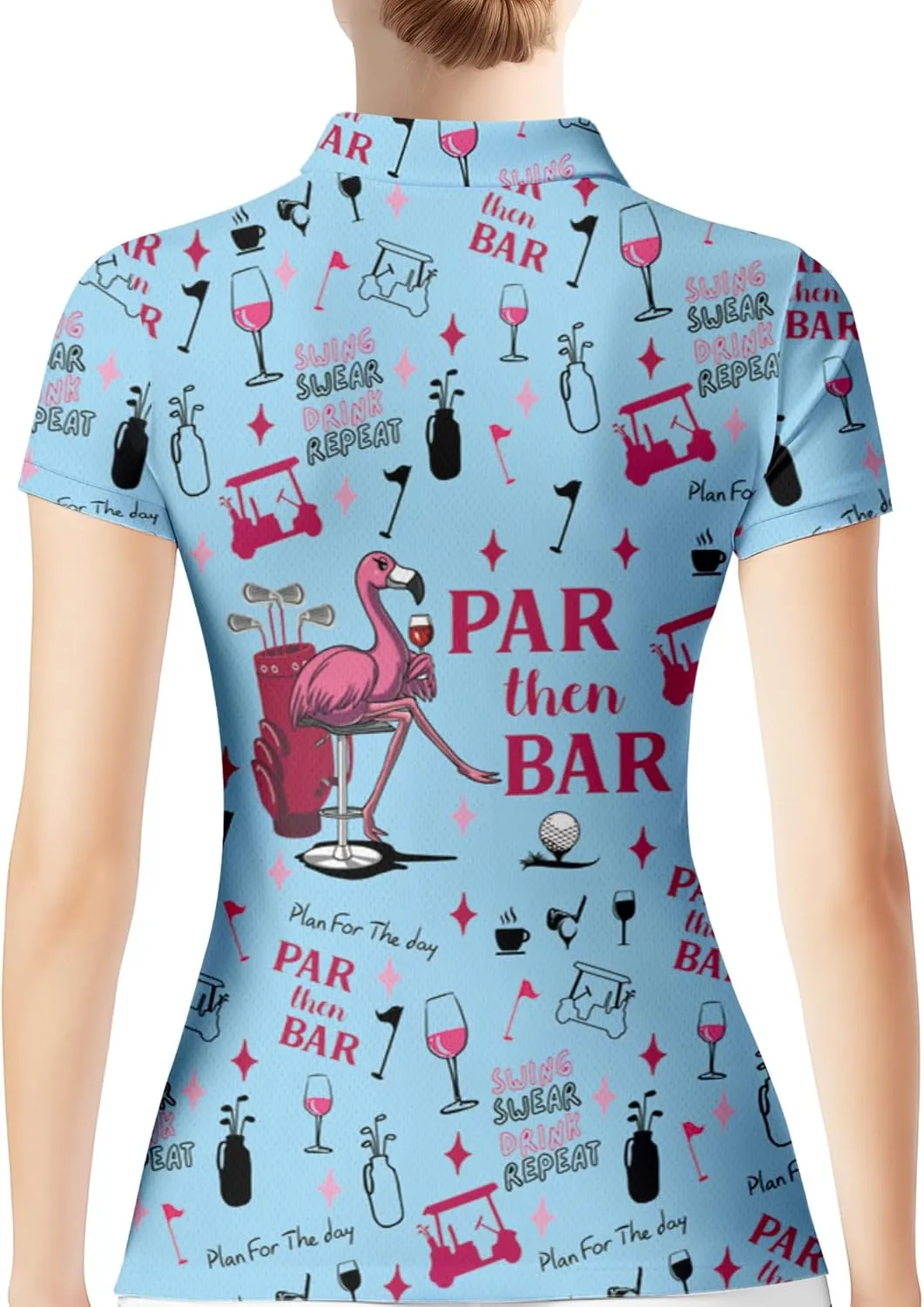 PAGYMO Womens Golf Shirt Crazy Funny Hawaiian Polo Shirts for Women