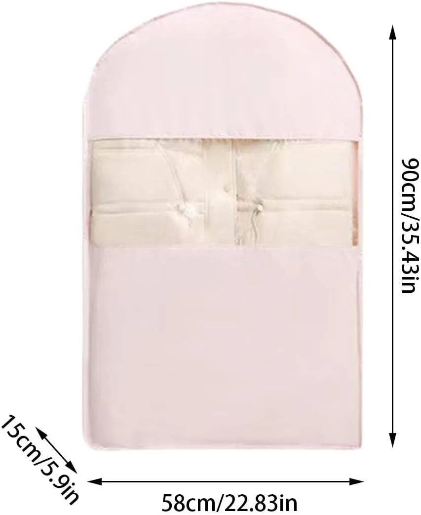Peach Skin Velvet Storage Bag, Space Saving Hanging Garment Bag with Self Compression Zipper, Hanging Design, Clothes Bags for Down Coat (A, Medium)