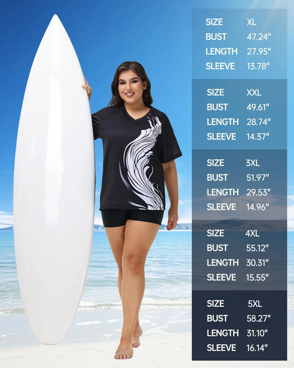 Plus Size Rash Guard for Women Sun Protection Swim Shirts Short Sleeve Loose Fit UPF 50  Quick Dry Swimming Tops