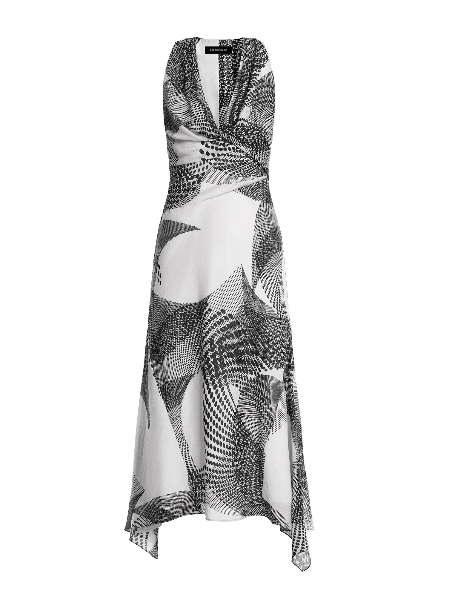 Printed Cowl Halter Dress