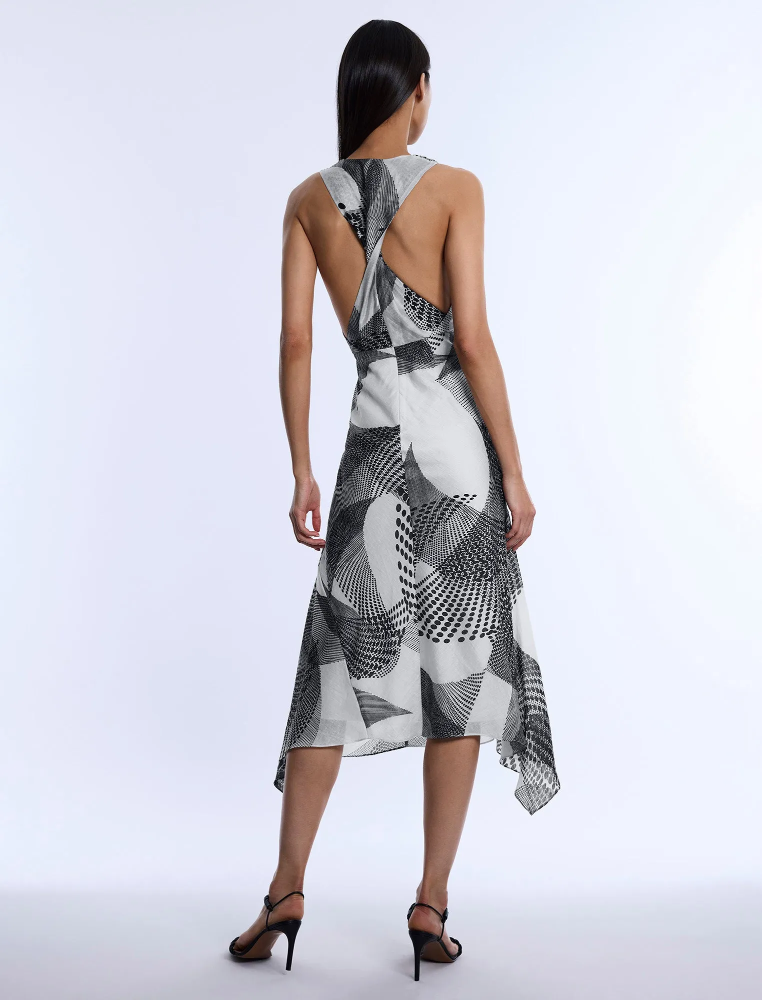 Printed Cowl Halter Dress