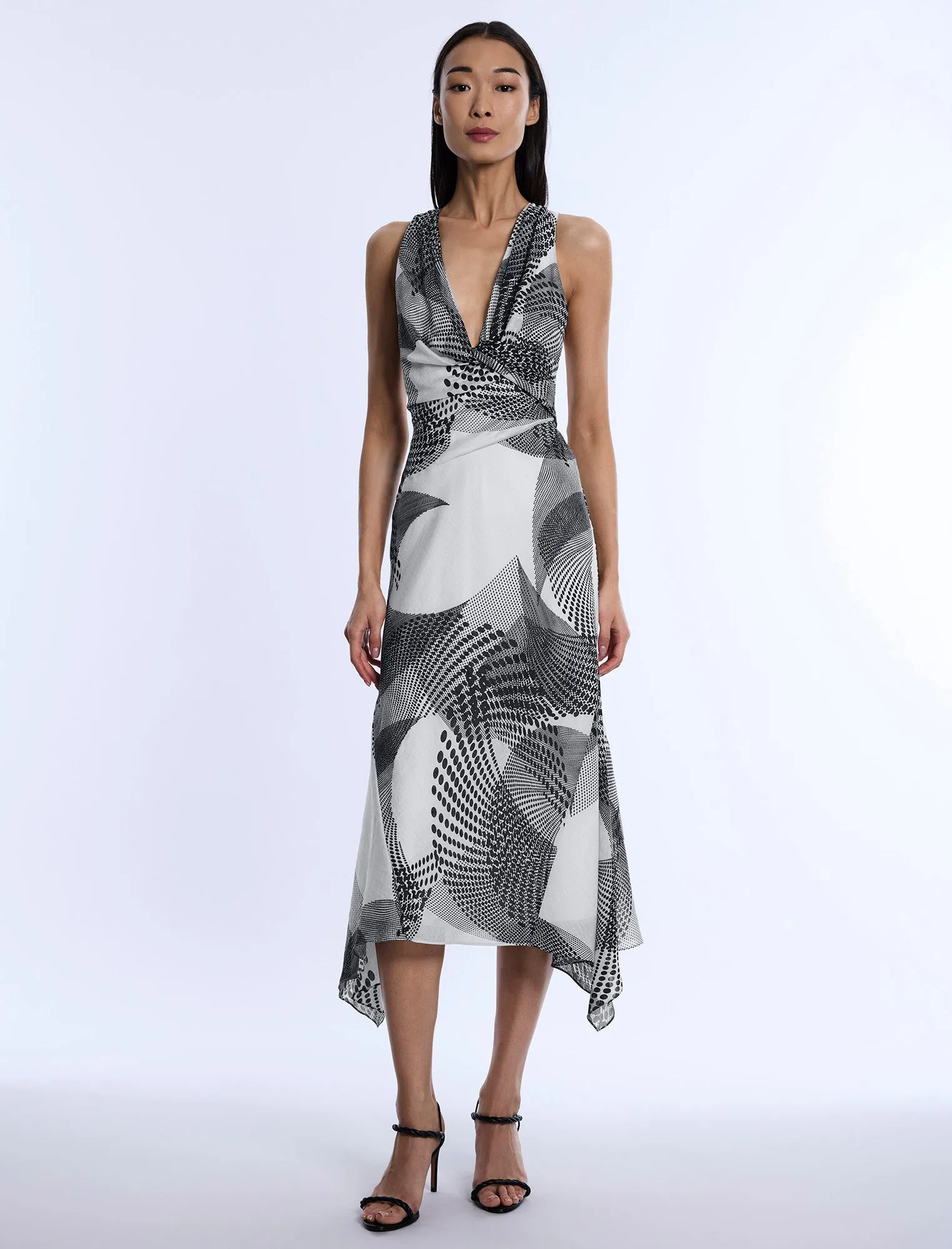 Printed Cowl Halter Dress