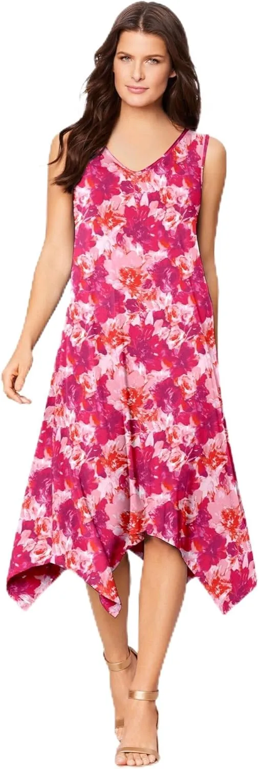Roaman's Women's Plus Size Sleeveless Swing Dress