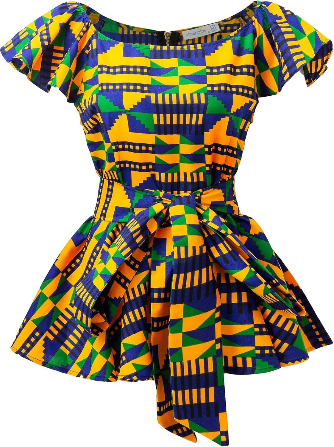 SHENBOLEN Womens Dashiki Tops Sleeveless Summer African Printed Slim Fit Shirts Blouse