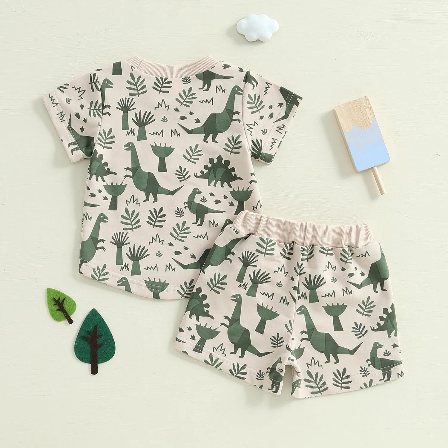 SHIBAOZI Toddler Infant Baby Boy Summer Dinosaur Outfit Newborn Kids Boys Short Sleeve T-shirt Spring Shorts Set