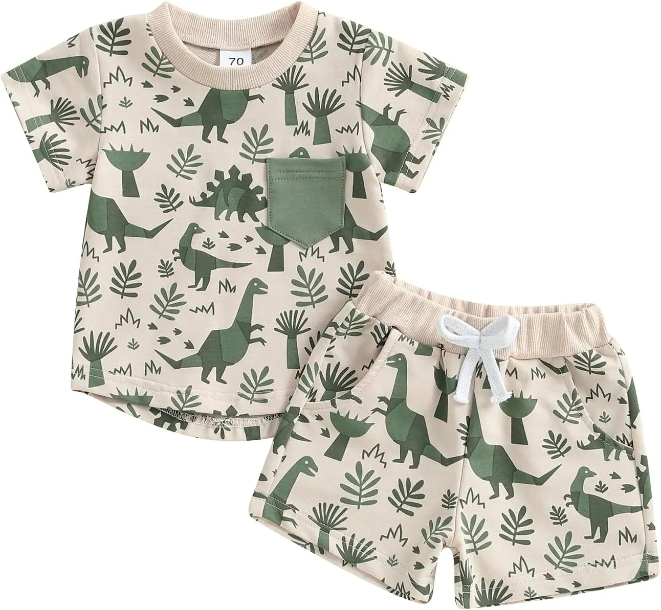 SHIBAOZI Toddler Infant Baby Boy Summer Dinosaur Outfit Newborn Kids Boys Short Sleeve T-shirt Spring Shorts Set