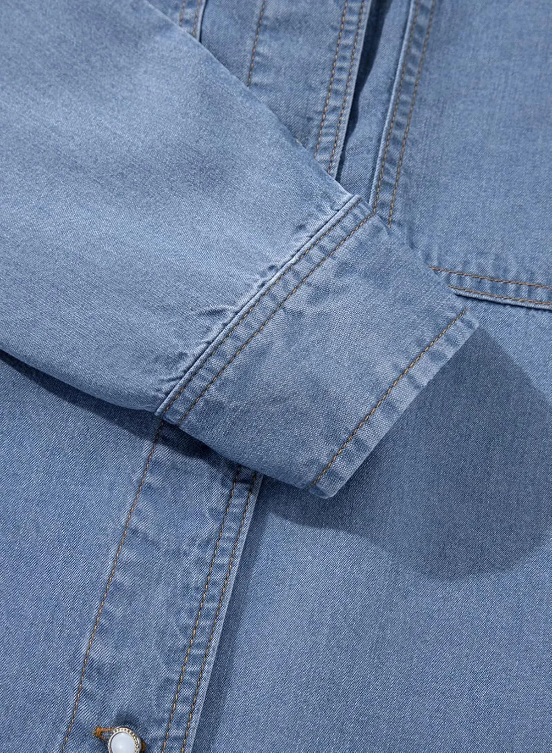 Sidefeel Women's Denim Shirts Button Down Jean Shacket Spring Outfit 2025 Long Sleeve Chambray Blouse Top