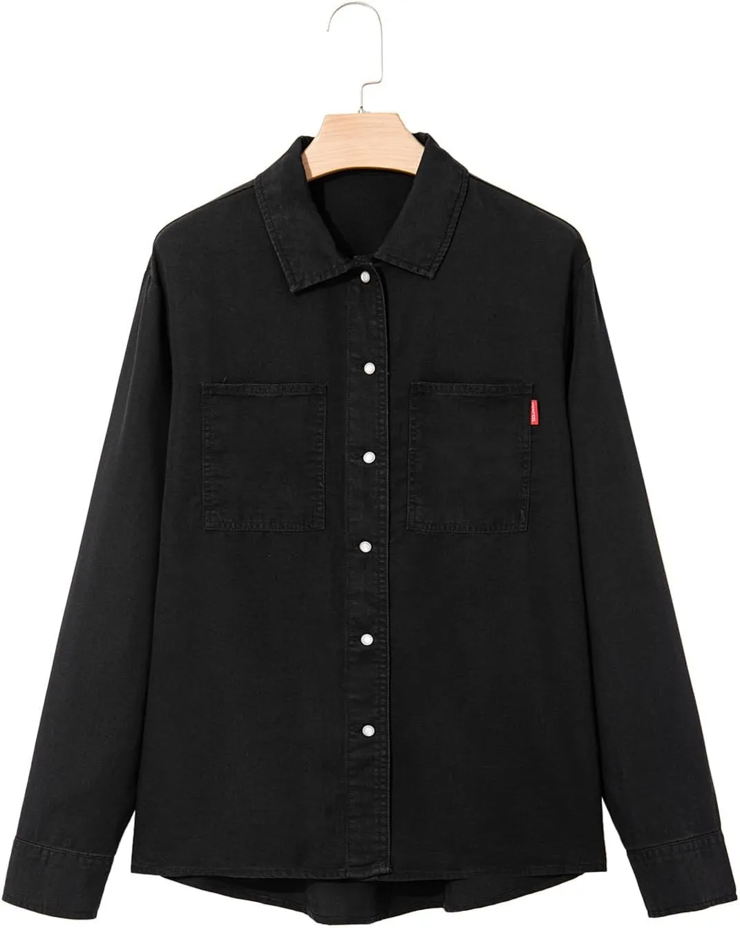 Sidefeel Women's Denim Shirts Button Down Jean Shacket Spring Outfit 2025 Long Sleeve Chambray Blouse Top