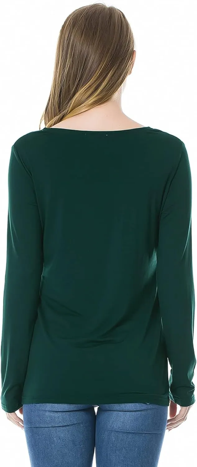 Smallshow Women's Nursing Tops Long Sleeve Shirts for Breastfeeding 3-Pack