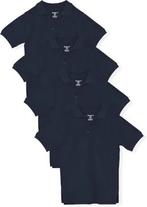 Studio 3 Boys - 4-Pack School Uniform Short and Long Sleeve Pique Polo Shirts