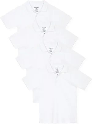 Studio 3 Boys - 4-Pack School Uniform Short and Long Sleeve Pique Polo Shirts