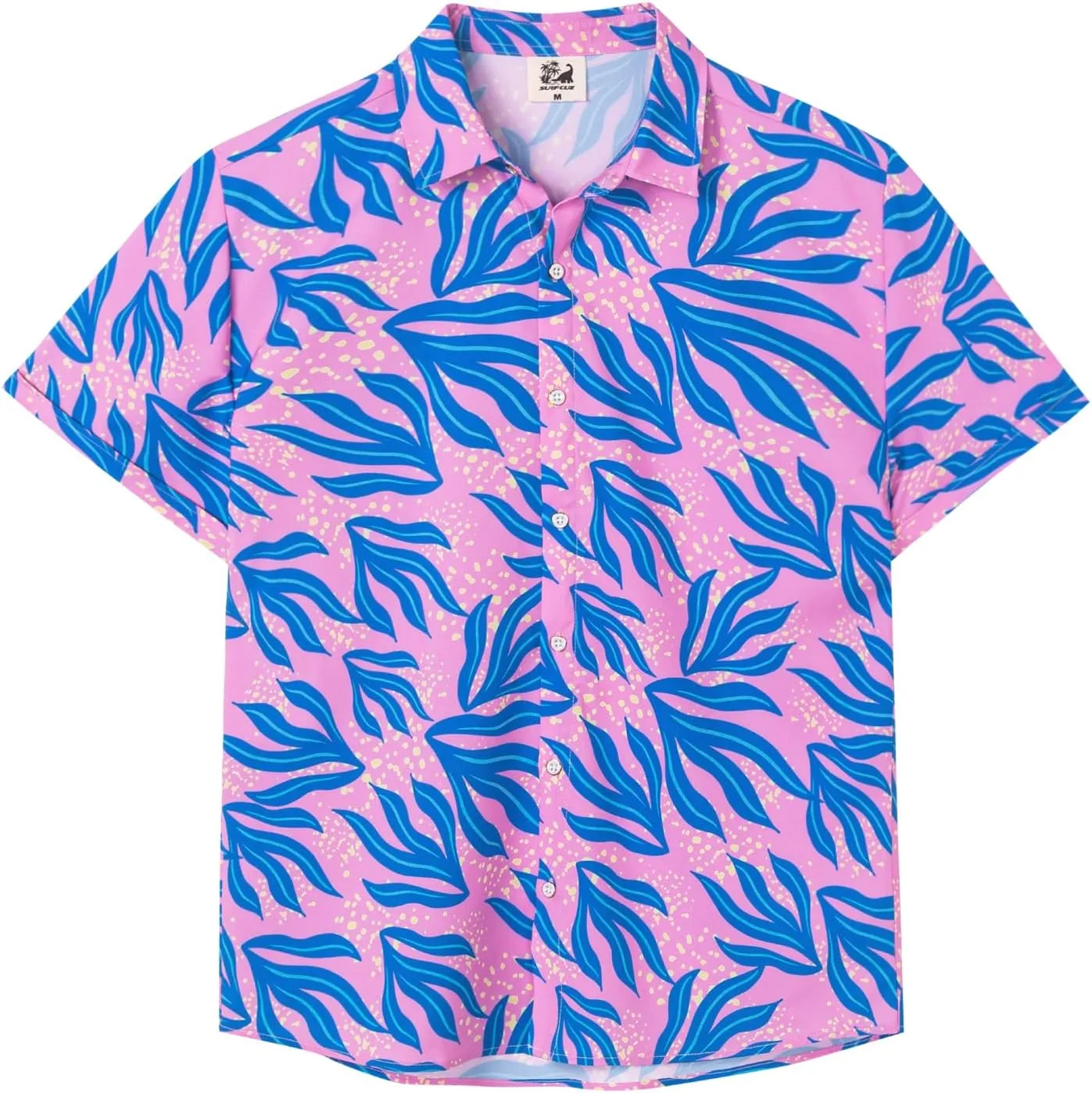 SURF CUZ Mens Casual Hawaiian Shirt Short Sleeve Stretch Button Down Quick Dry Beach Aloha Shirts