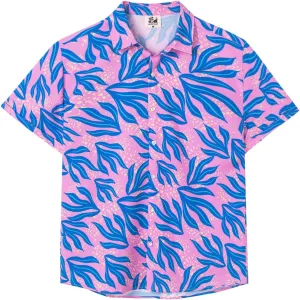 SURF CUZ Mens Casual Hawaiian Shirt Short Sleeve Stretch Button Down Quick Dry Beach Aloha Shirts