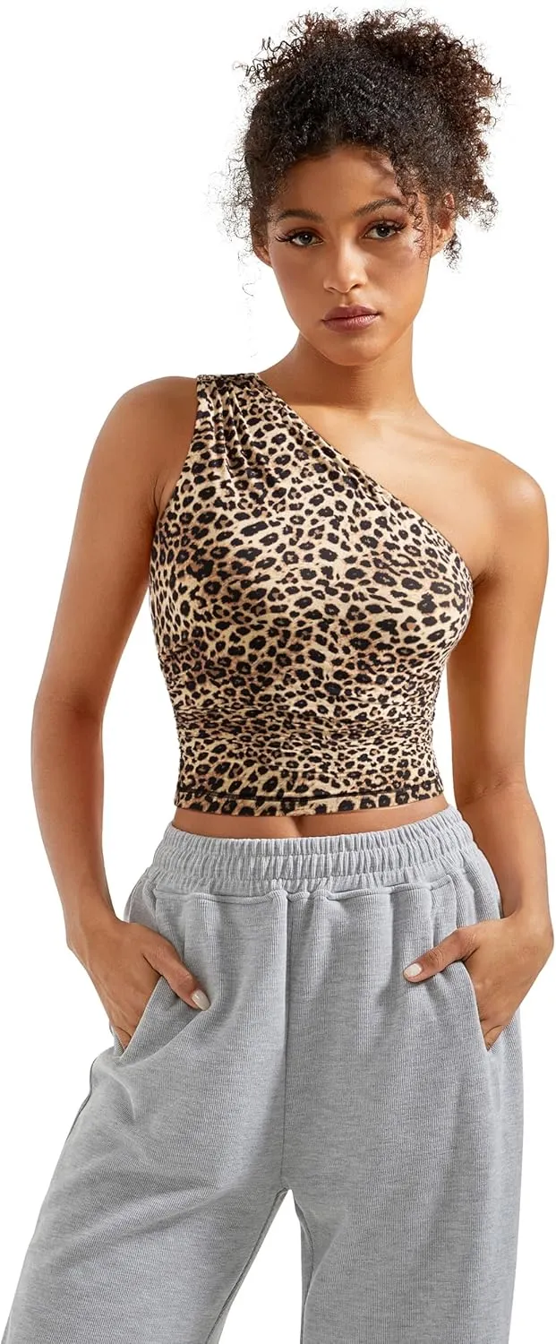 SUUKSESS Women Double Lined Going Out Trendy Crop Tops Ruched Sleeveless Shirts