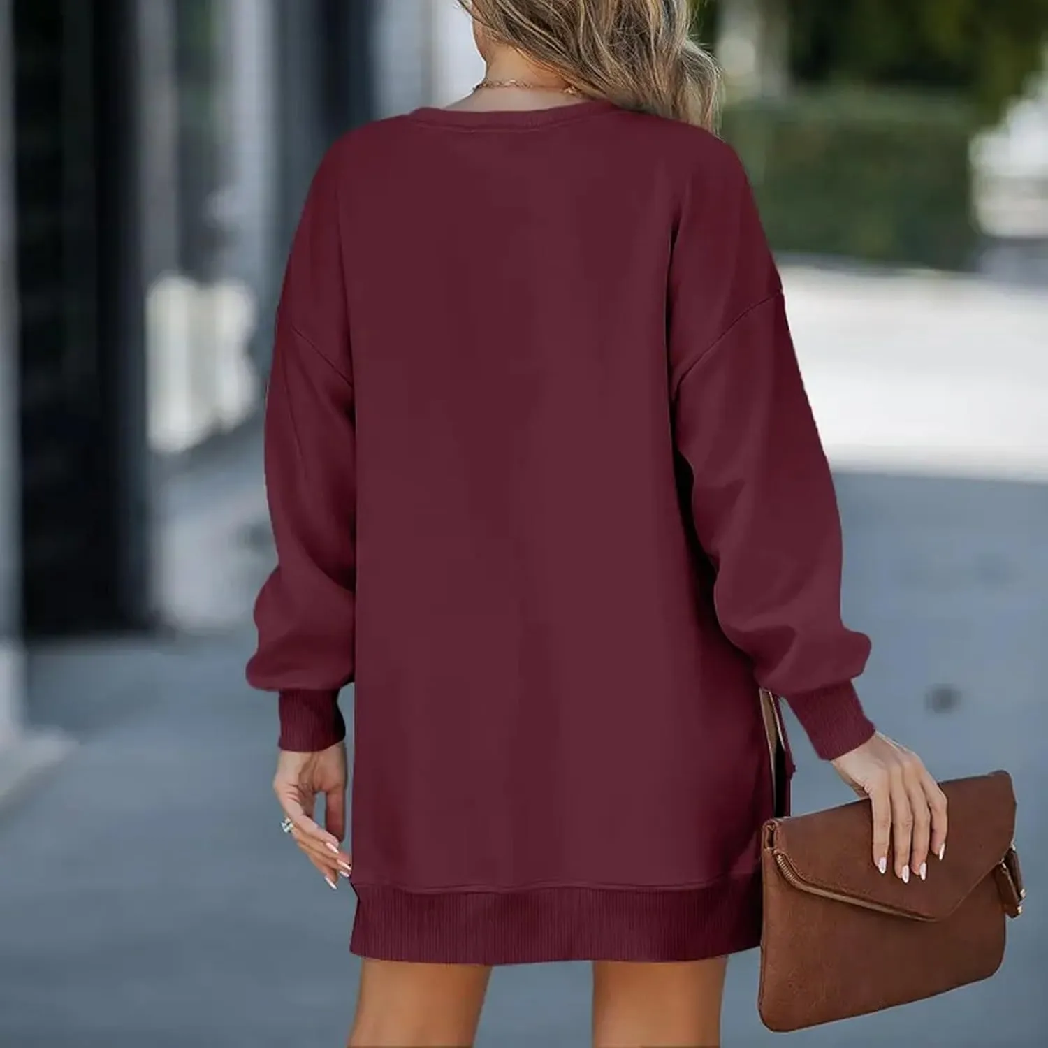 Sweatshirt for Women Oversized Side Slits Zipper Crewneck Sweatshirts Loose Comfy Off the Shoulder Tops Y2k Clothes