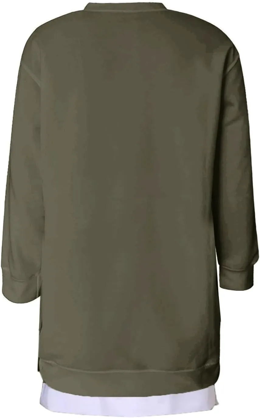 Sweatshirt for Women Oversized Side Slits Zipper Crewneck Sweatshirts Loose Comfy Off the Shoulder Tops Y2k Clothes