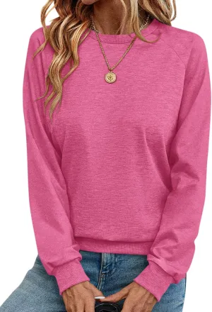 Syellowafter Womens Long Sleeve Shirts Crewneck Fall Tops Casual Loose Fit Basic Pullover Top