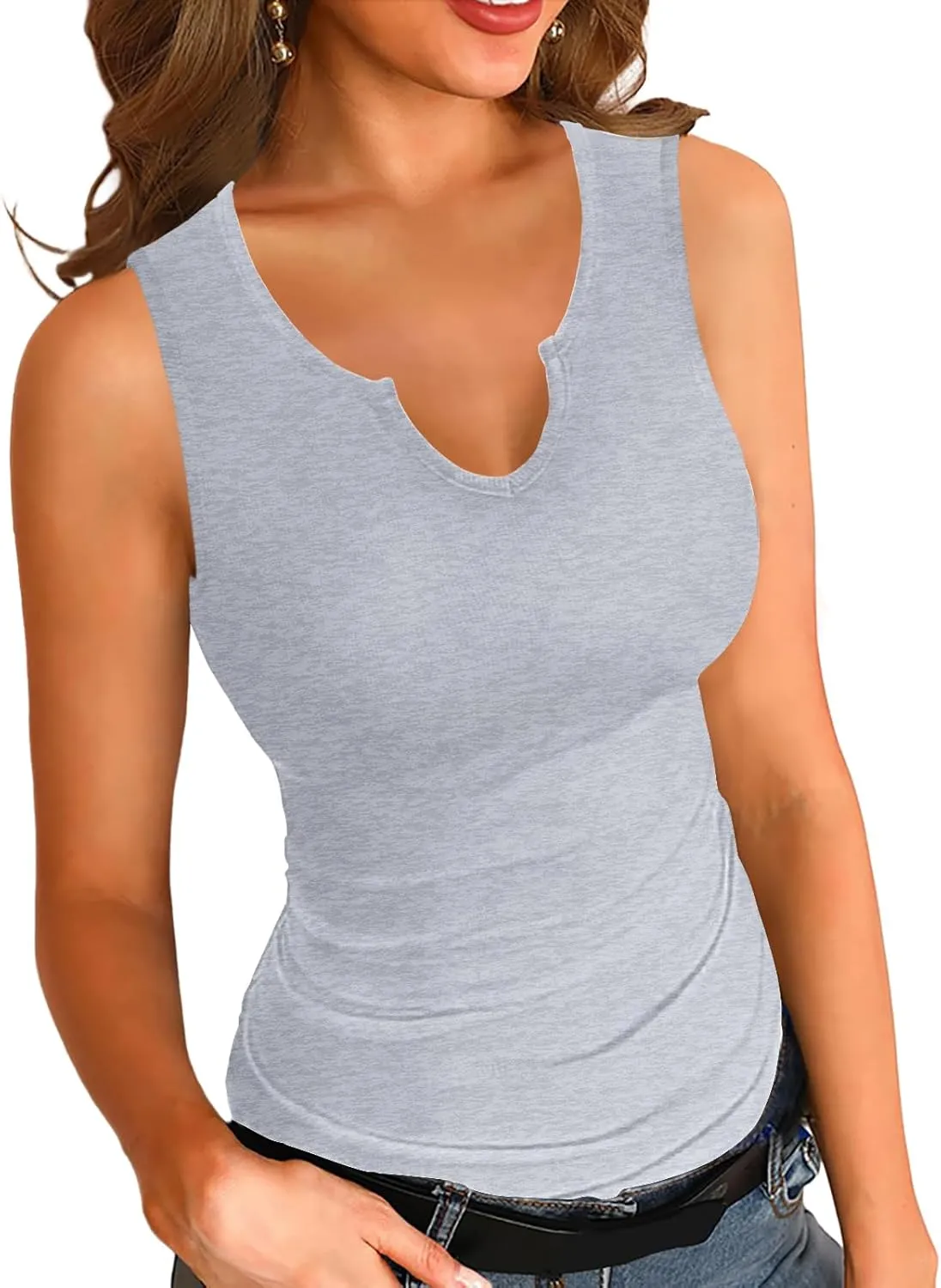 Tank Tops for Women Sleeveless Ribbed Fitted Scoop Neck Basic Cami Shirts